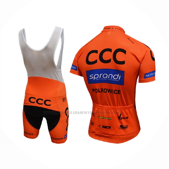 2017 Abbigliamento Ciclismo CCC Nero Arancione Manica Corta e Salopette